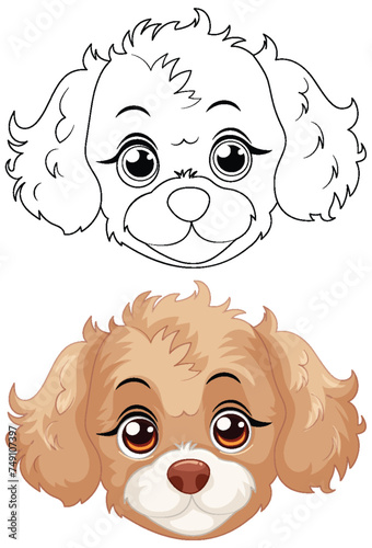 Vector illustration of a cartoon dog's face