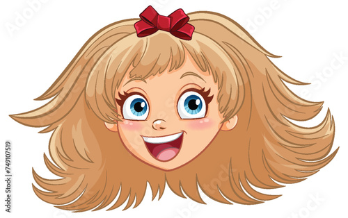 Vector illustration of a happy young girl smiling