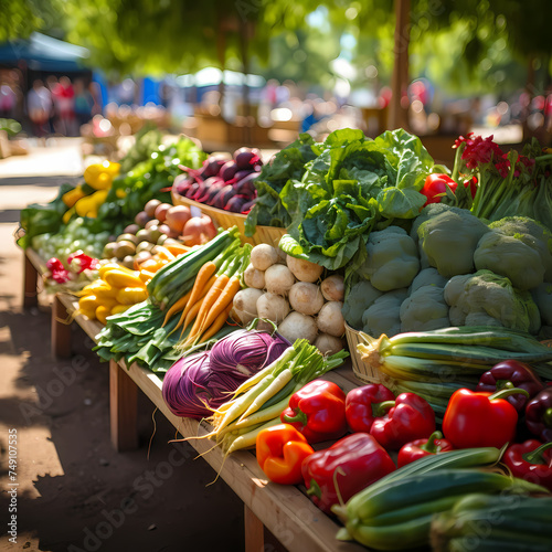 A vibrant farmers market with fresh produce.