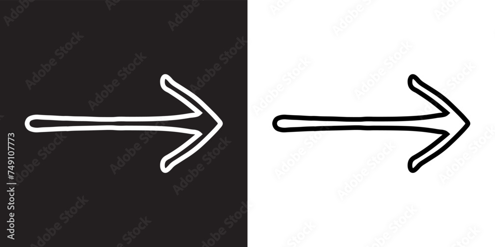 Right arrow icon vector. Next icon sign symbol in trendy flat style. Move forward vector icon illustration isolated on black and white background Right arrow icon vector. Next icon sign symbol in trendy flat style. Move forward vector icon illustration isolated on black and white background