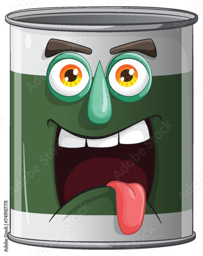 Cartoon illustration of a lively tin can