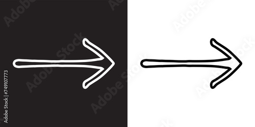 Right arrow icon vector. Next icon sign symbol in trendy flat style. Move forward vector icon illustration isolated on black and white background