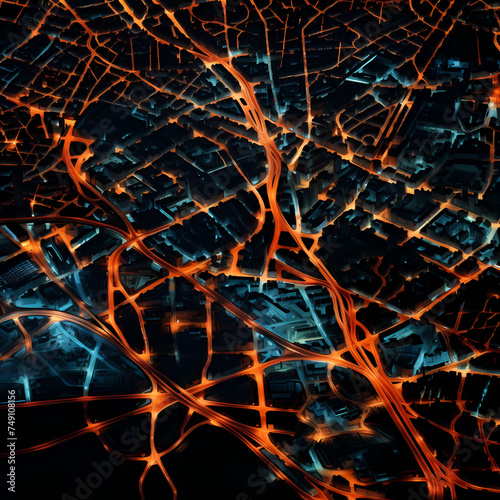 Abstract patterns created by city lights.