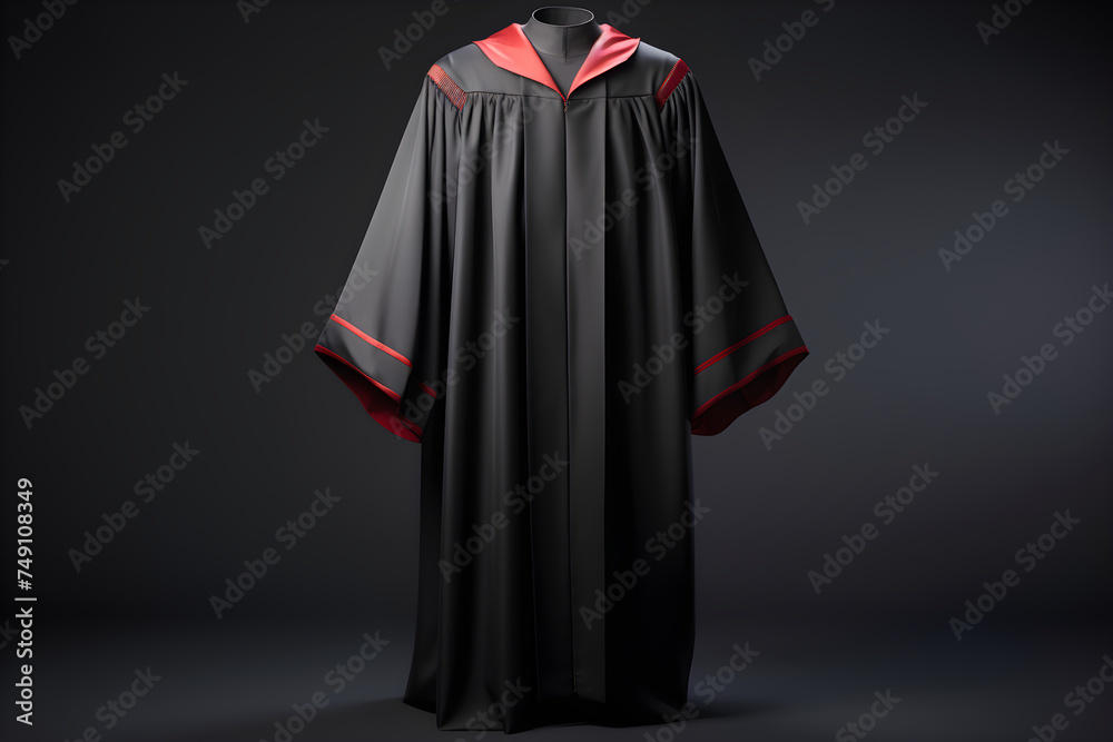 Ceremonial Elegance: A Showpiece of Academic Regalia - Black Gown with Hood