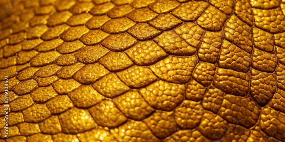 Background of the golden skin of alligator. Dragon scale