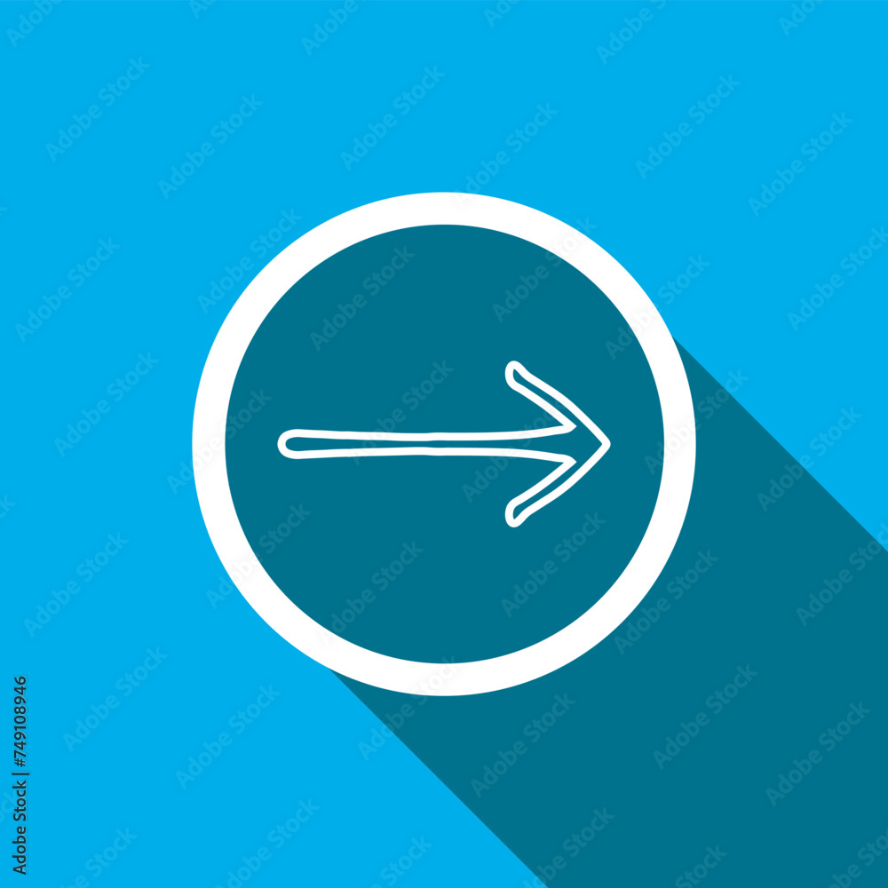 Right arrow icon vector. Right arrow icon vector in trendy flat style. Move forward icon image, Move forward icon illustration isolated on blue background Right arrow icon vector. Right arrow icon vector in trendy flat style. Move forward icon image, Move forward icon illustration isolated on blue background