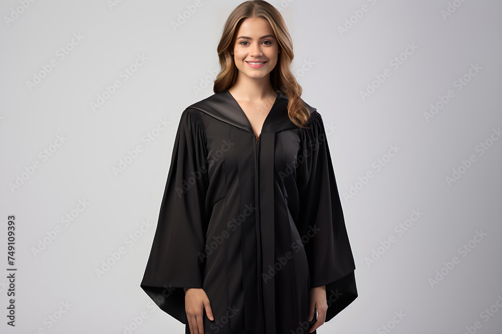 Ceremonial Elegance: A Showpiece of Academic Regalia - Black Gown with Hood