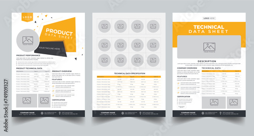 Product Data Sheet, Technical Data Sheet layout template With 3 Style design layout