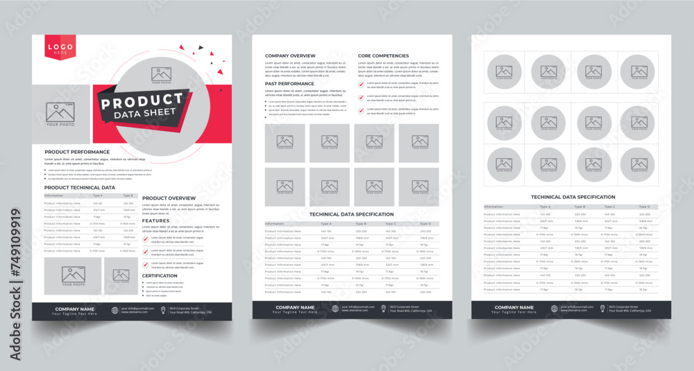 Product Data Sheet, Technical Data Sheet layout template With 3 Style ...