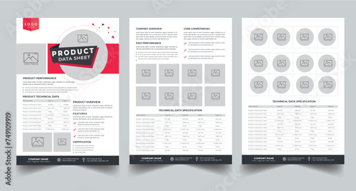 Product Data Sheet, Technical Data Sheet layout template With 3 Style design layout