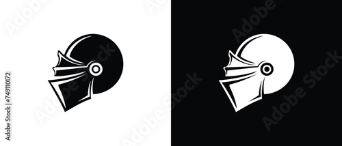 Spartan Helmet Warrior logo design with style Black and White