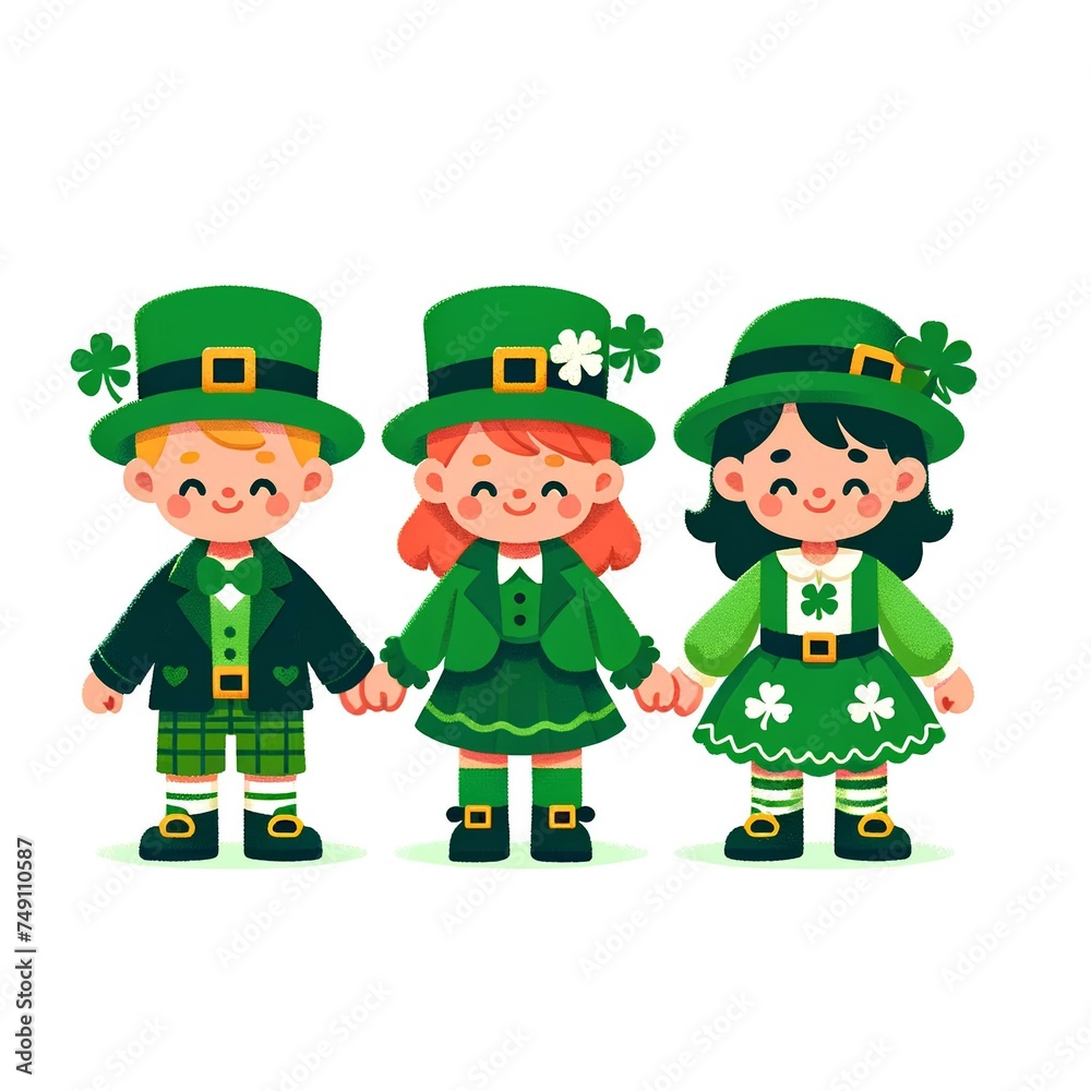 St. Patrick's Day Kids Illustration isolated on white St. Patrick's Day Kids Illustration isolated on white
