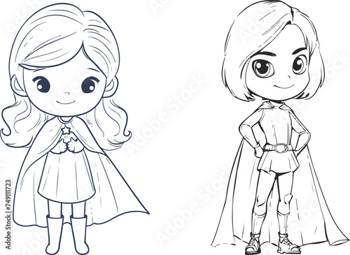 Empowering Young Minds, Playful Superheroine Coloring Pages for Creative Kids