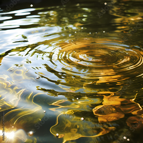 Macro shot of water ripples in a pond. 