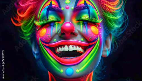 a circus clown makeup birthday joker show face make-up carnival cirque entertainment eyes crazy  cosplay performing comedy strange cosmetics festival festive fantasy costume Halloween fun mask party