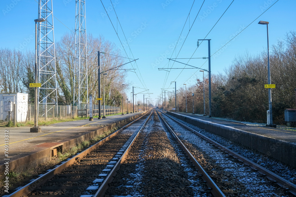 Railway track in france, diminishing perspective