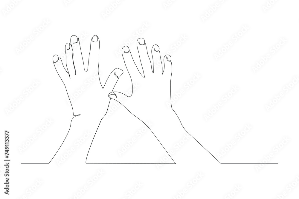 Hands continuous line art vector. One line hands drawing icon. Vector illustration Hands continuous line art vector. One line hands drawing icon. Vector illustration