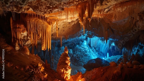 Caves and bioluminescent organisms an underground world of natural light and shadow