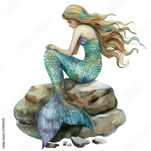 mermaid summer isolated on white clipart 