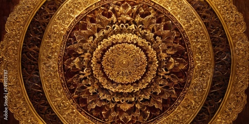Fancy mandala style golden texture background
