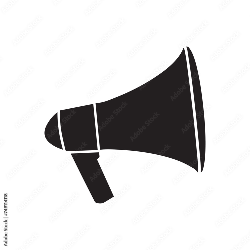 Megaphone icon white background design. Loudspeaker voice call vector. Megaphone icon white background design. Loudspeaker voice call vector.