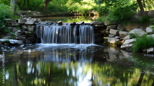 Majestic Waterfall Perspective  Enchanting Low Angle Shot Revealing Nature s Splendor from Below