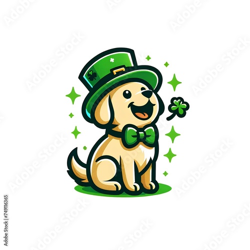 Playful St. Patrick's Day Dog Illustration Isolated on white