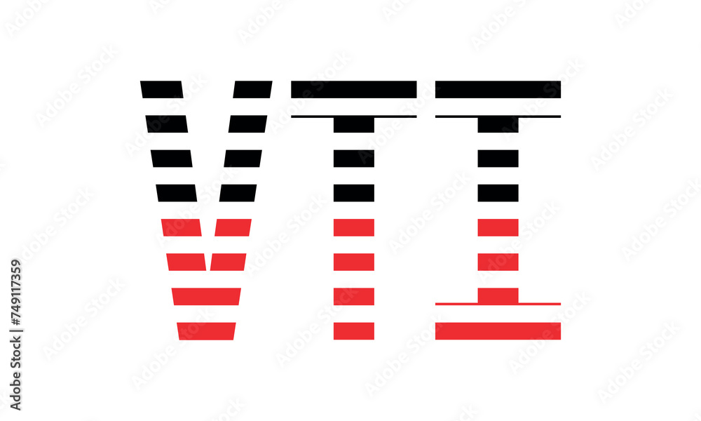 Fototapeta premium VTI three initial letter iconic line negative space minimal logo design vector template. monogram, abstract, wordmark, business, typography, minimalist, brand, company, flat, modern, unique, simple