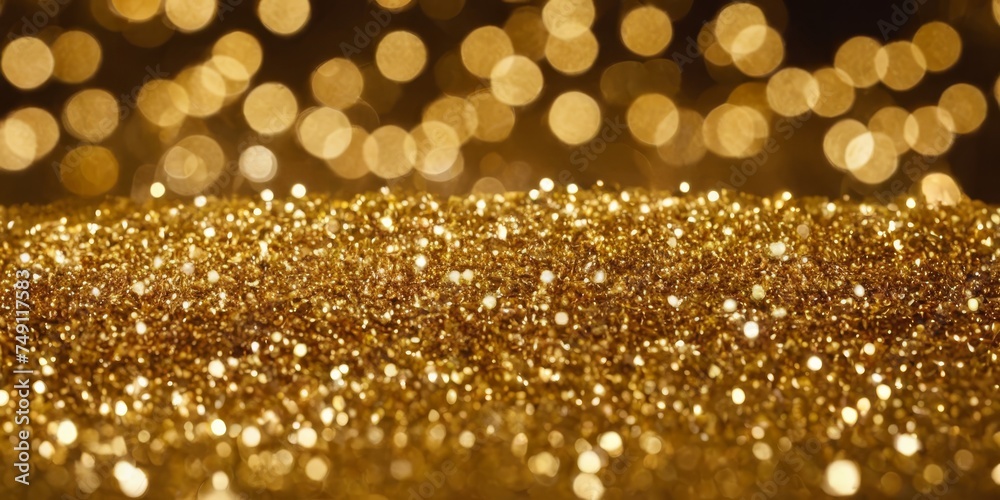 Gold glittery bokeh particles. Abstract background Gold glittery bokeh particles. Abstract background