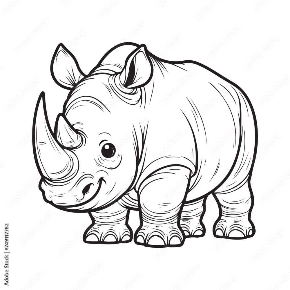 Obraz premium Line art of rhinoceros cartoon vector