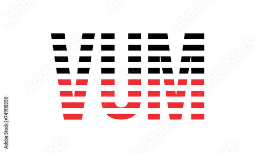 VUM three initial letter iconic line negative space minimal logo design vector template. monogram, abstract, wordmark, business, typography, minimalist, brand, company, flat, modern, unique, simple photo