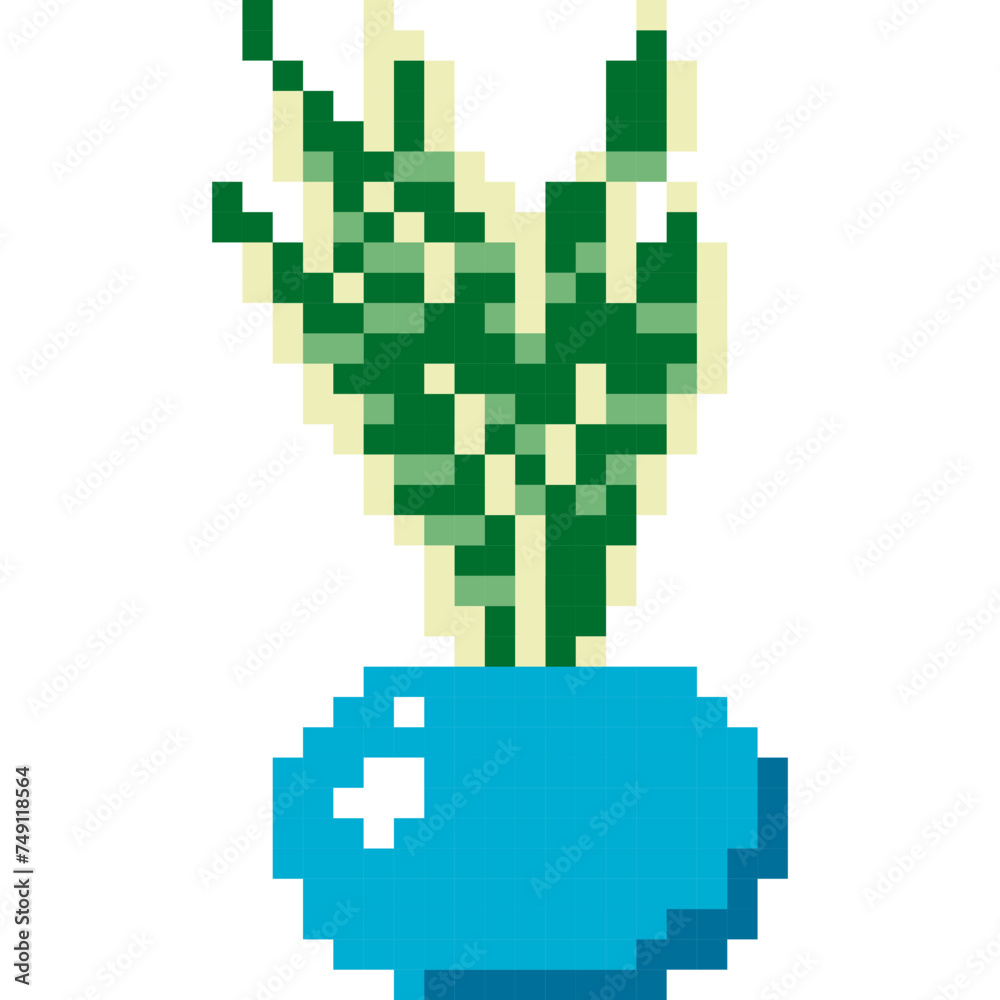Plant cartoon icon in pixel style