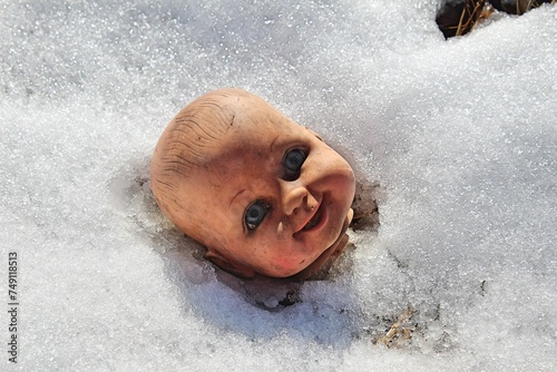Baby Doll Head in the Snow