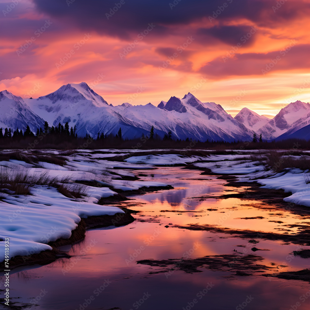 The Majestic Alaskan Landscape: A Pictorial Celebration of Wilderness and Tranquility at Sunset