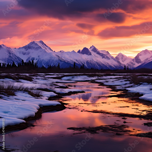 The Majestic Alaskan Landscape: A Pictorial Celebration of Wilderness and Tranquility at Sunset © Mike