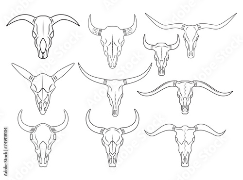 Bull Skull Outline, Bull Skull Vector, Bull skull silhouette, Bullhead, Bull Vector, Bull Skull Vector, longhorn head skull, Skull