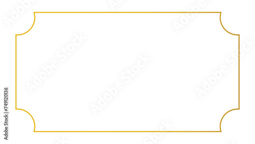 Golden thin rectangular frame on the white background. Perfect design for headline, logo and sale banner etc	