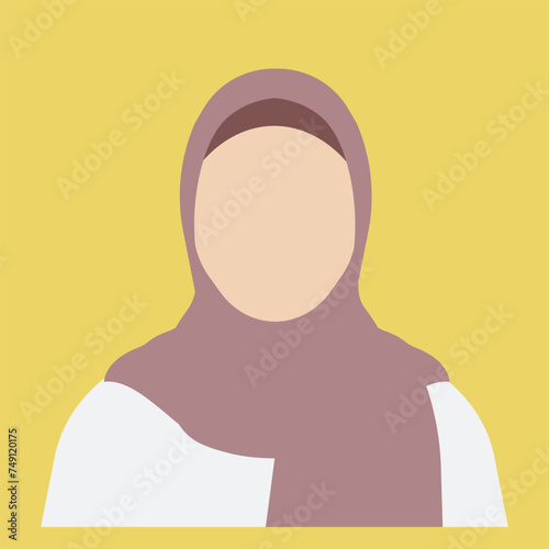 Young Arabic woman wearing hijab. Arabian Woman Face Covered with Hijab. Vector illustration isolated from white background