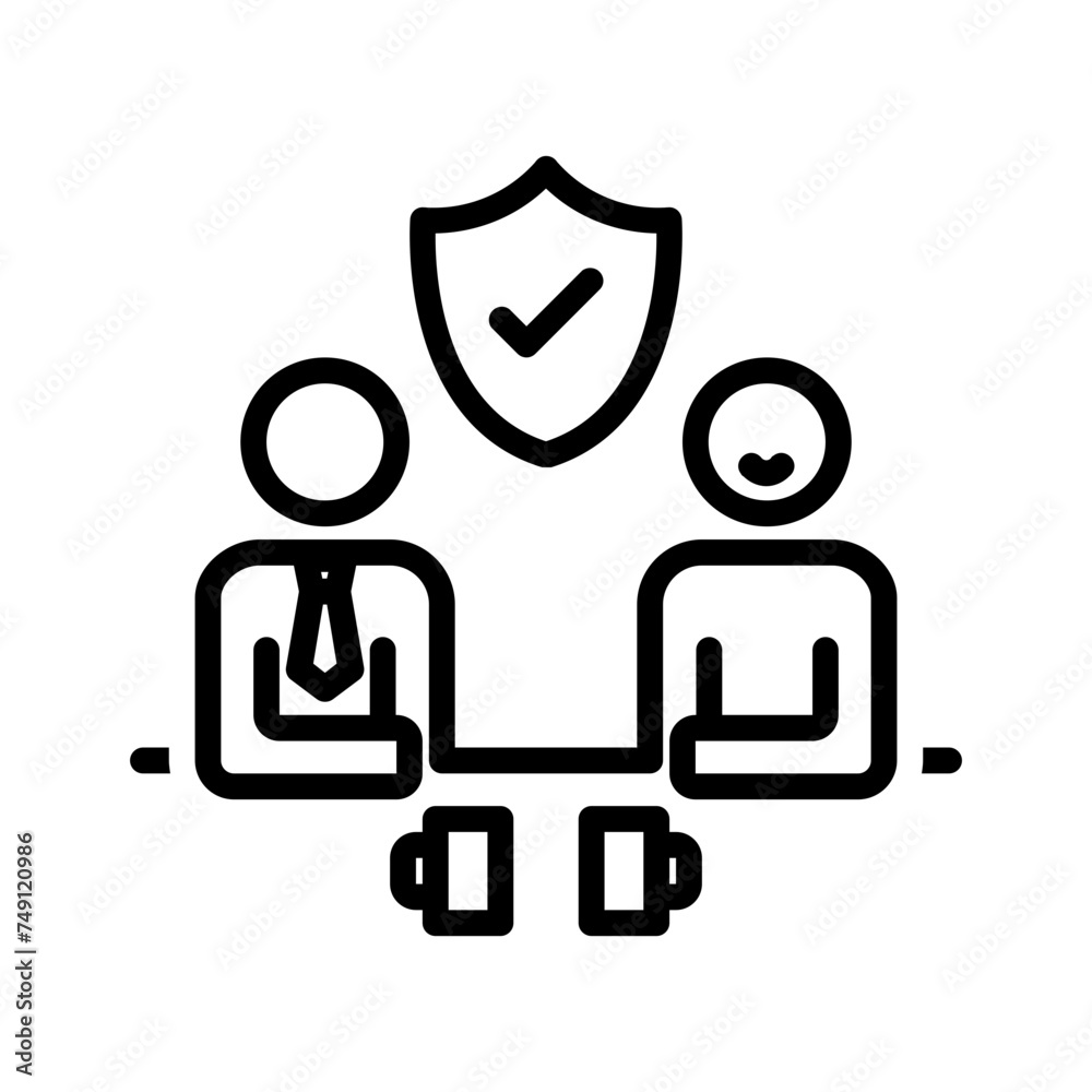 Vector black line icon for Risk free consultation