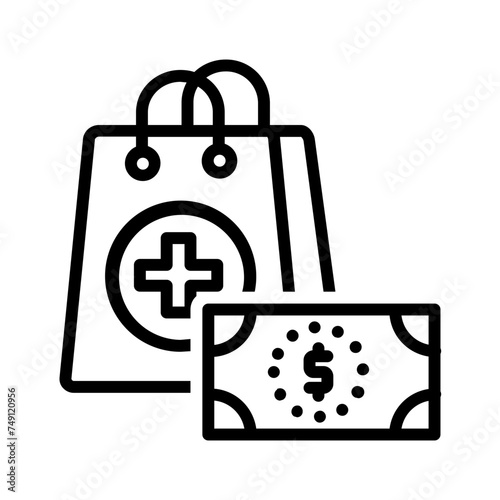 Vector black line icon for Medical expenses