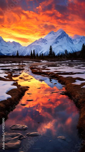The Majestic Alaskan Landscape: A Pictorial Celebration of Wilderness and Tranquility at Sunset © Mike