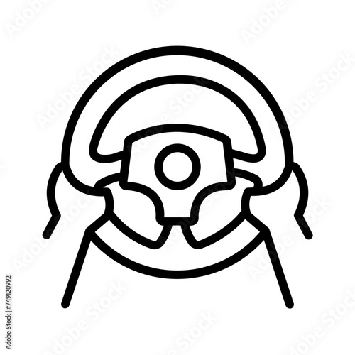 Vector black line icon for Steering