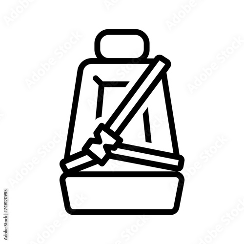 Vector black line icon for Seat belt photo