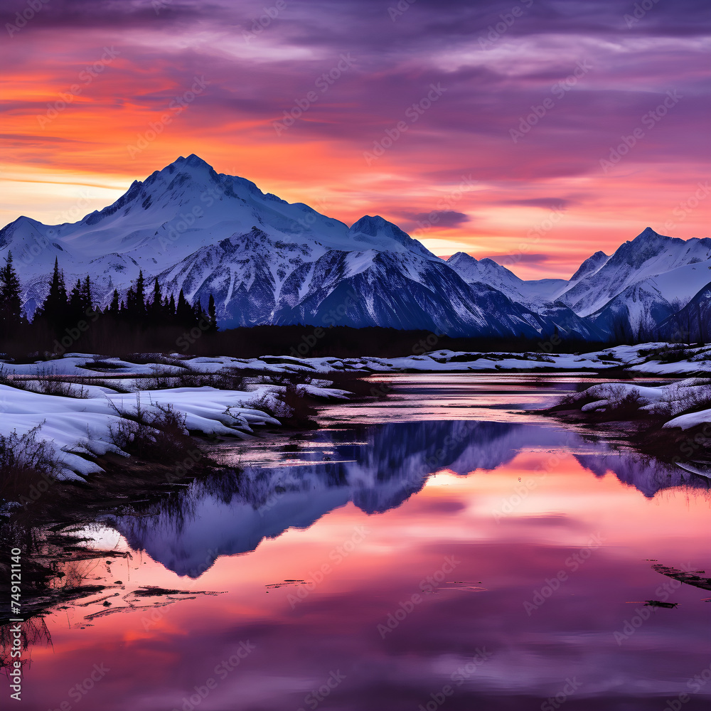 The Majestic Alaskan Landscape: A Pictorial Celebration of Wilderness and Tranquility at Sunset