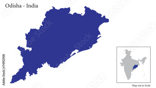 Odisha , India, vector map isolated on white background photo