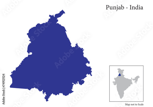 Punjab, India, vector map isolated on white background photo