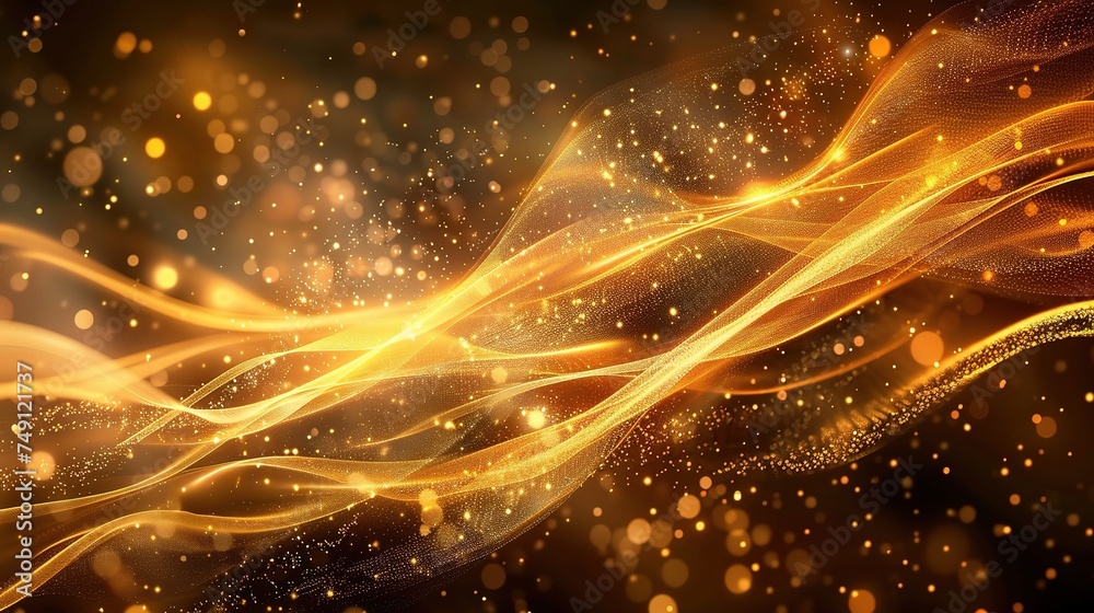 Abstract gold light threads background