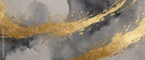 Luxury grey watercolor and gold texture background. Abstract hand drawn art © SANTANU PATRA