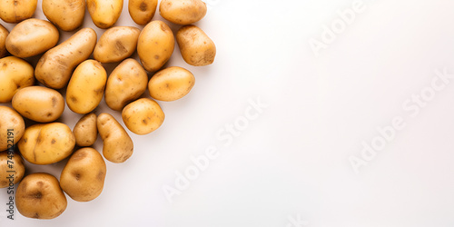 fresh potatoes on  kitchen dining table with white background ai generated