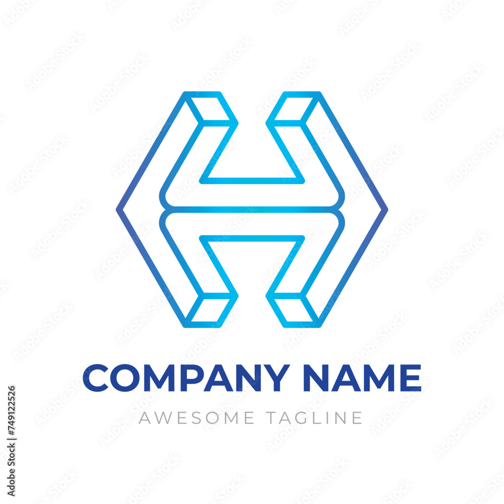 Gradient Letter H logo design Gradient Letter H logo design